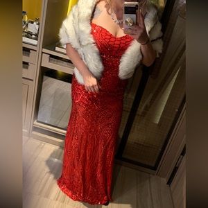 Red Sequence Mermaid Gown